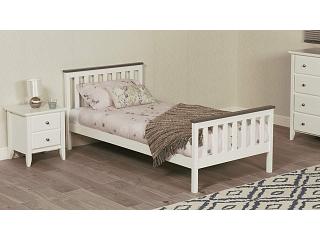 3ft Single White wood & Grey, Shangahi Shaker wooden bed frame